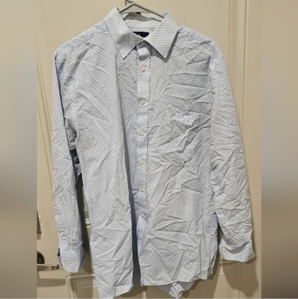 Stafford Light Blue Polka Dot Button Down Shirt